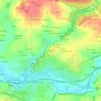 Carte topographique La Chesnais, altitude, relief