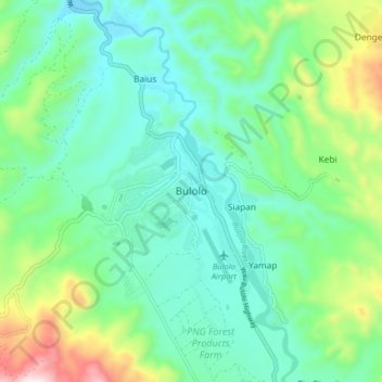 Carte topographique Bulolo, altitude, relief