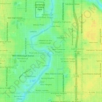 Carte topographique Rose, altitude, relief