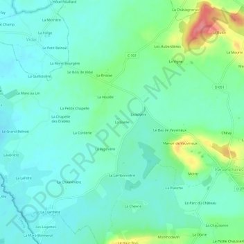 Carte topographique La Livrée, altitude, relief