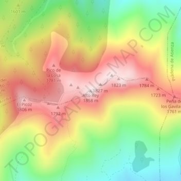 Carte topographique Alto Rey, altitude, relief