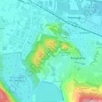 Carte topographique Pera Piana, altitude, relief