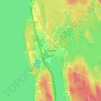 Carte topographique Grythyttan, altitude, relief