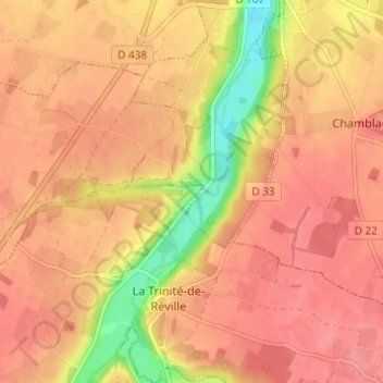 Carte topographique Les Nerveaux, altitude, relief