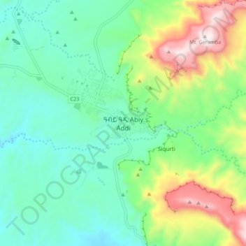 Carte topographique Abiy Addi, altitude, relief