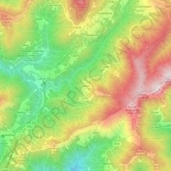 Carte topographique Cavorsi, altitude, relief