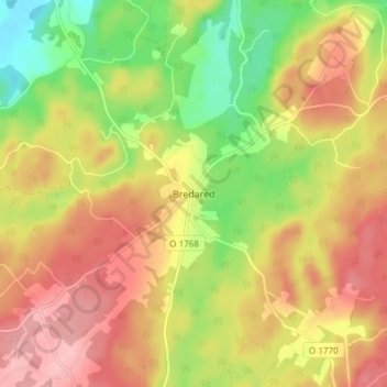 Carte topographique Bredared, altitude, relief