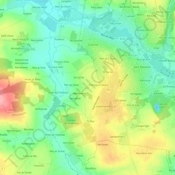 Carte topographique Trevisquin, altitude, relief