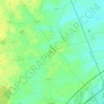 Carte topographique Villarceaux, altitude, relief