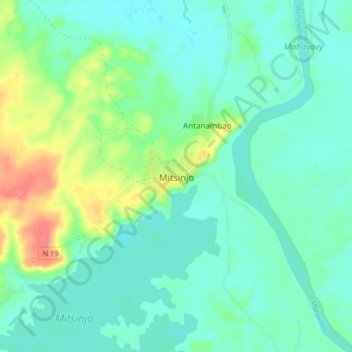 Carte topographique Mitsinjo, altitude, relief