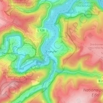 Carte topographique Einruhr, altitude, relief