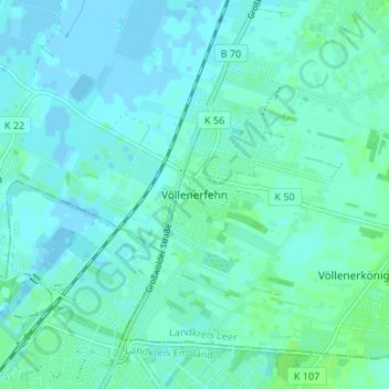 Carte topographique Völlenerfehn, altitude, relief