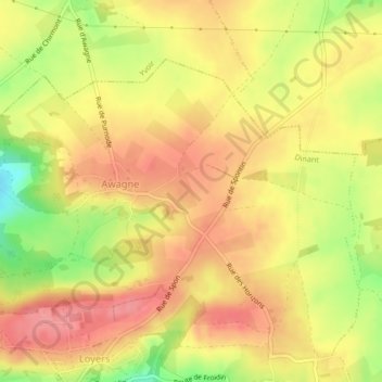 Carte topographique Al Tombe, altitude, relief