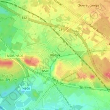 Carte topographique Blaton, altitude, relief