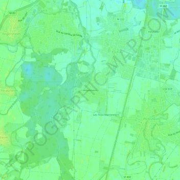 Carte topographique Wibolsheim, altitude, relief