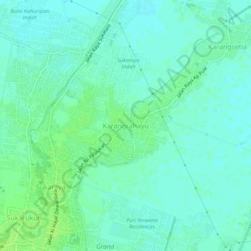 Carte topographique Karangrahayu, altitude, relief