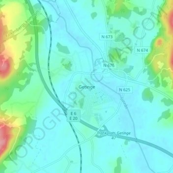 Carte topographique Getinge, altitude, relief