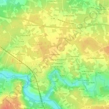 Carte topographique La Brouardière, altitude, relief