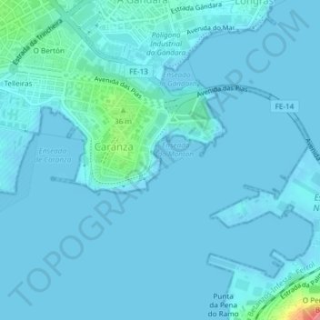 Carte topographique Punta do Carballo, altitude, relief