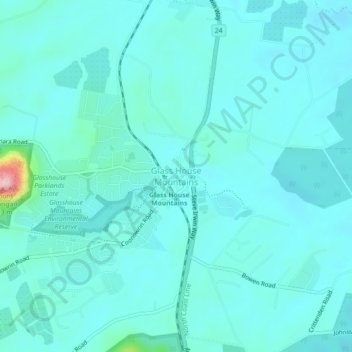 Carte topographique Glass House Mountains, altitude, relief