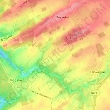 Carte topographique Linchet, altitude, relief