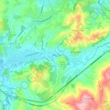 Carte topographique Mulino, altitude, relief