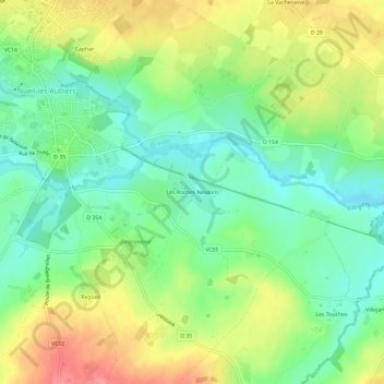 Carte topographique Les Roches Neulons, altitude, relief