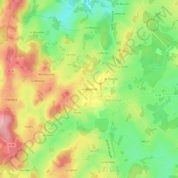 Carte topographique La Peyrouse, altitude, relief