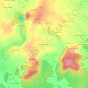 Carte topographique La Maisonneuve, altitude, relief