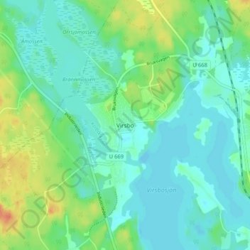 Carte topographique Virsbo, altitude, relief