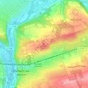 Carte topographique Galgen, altitude, relief