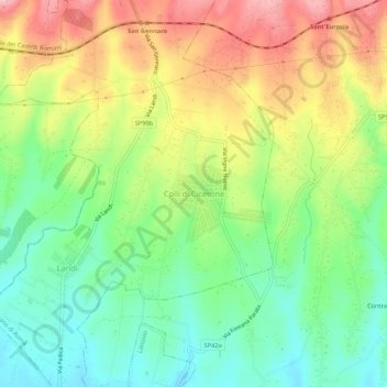 Carte topographique Colli di Cicerone, altitude, relief
