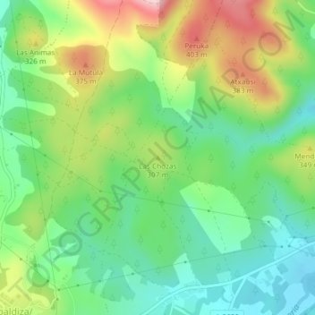 Carte topographique Las Chozas, altitude, relief
