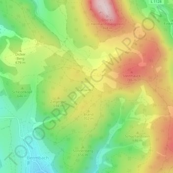 Carte topographique Oberes Arntal, altitude, relief
