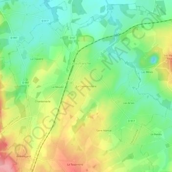 Carte topographique La Commanderie, altitude, relief