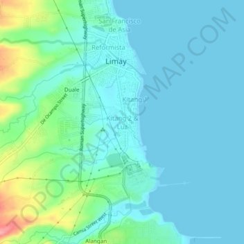 Carte topographique Kitang 2 & Luz, altitude, relief