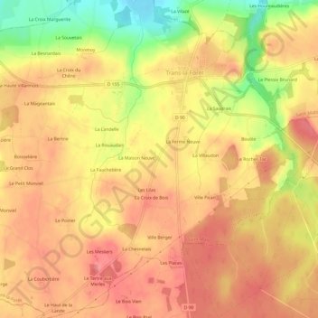 Carte topographique Le Clos Lorent, altitude, relief