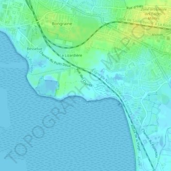Carte topographique Godechaud, altitude, relief