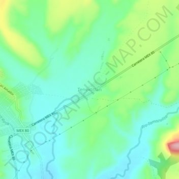 Carte topographique Tenextitlan, altitude, relief