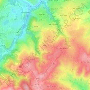 Carte topographique Quaire, altitude, relief