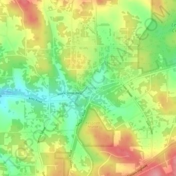 Carte topographique Mount Helena, altitude, relief