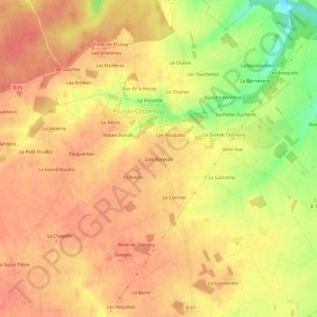 Carte topographique Clos Bonjean, altitude, relief