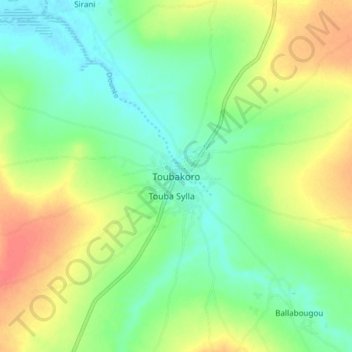 Carte topographique Toubakoro, altitude, relief