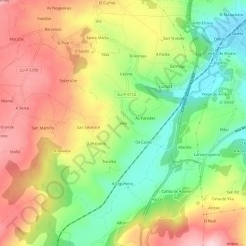 Carte topographique Vilei, altitude, relief