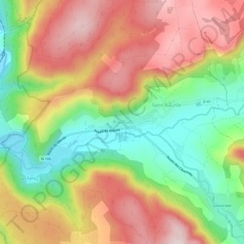 Carte topographique Rouffiac, altitude, relief