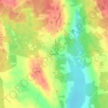 Carte topographique Myrviken, altitude, relief