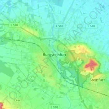 Carte topographique Burgsteinfurt, altitude, relief