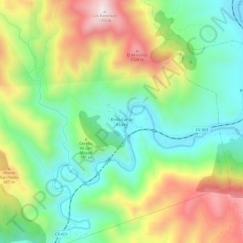 Carte topographique Embid de la Ribera, altitude, relief