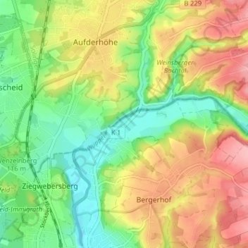 Carte topographique Nesselrath, altitude, relief