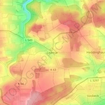 Carte topographique Leitmar, altitude, relief
